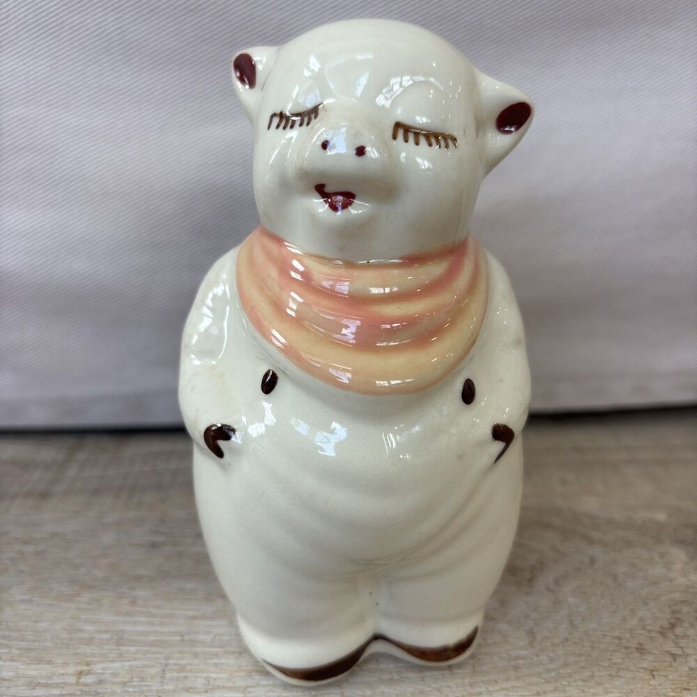 Vintage Shawnee Smiley Pig 5 Inch Single Shaker Farmhouse Kitsch Pottery 40s 50s